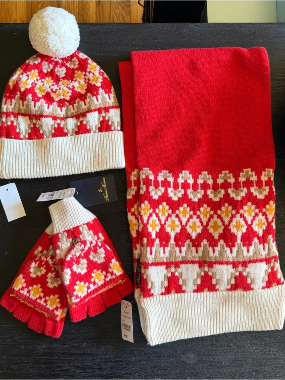 Brooks brother Knit Hat, Scarf & Fingerless Gloves mittens Set